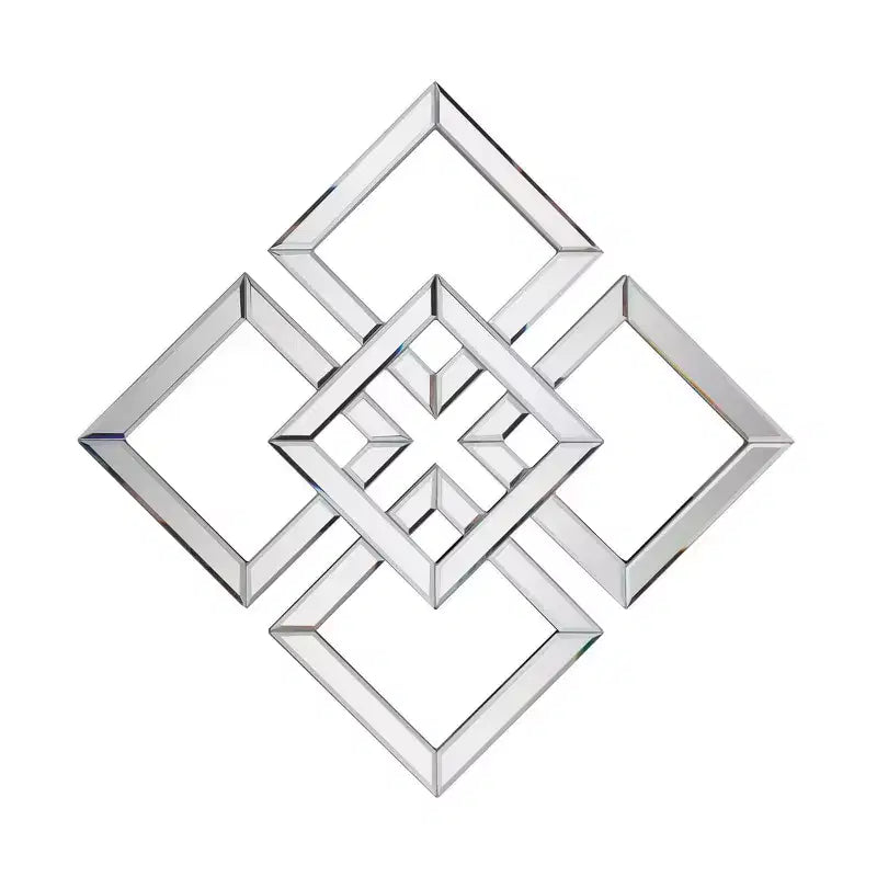 Howard Elliott 16"x16" Layered Mirrored Squares Mirror: Modern Style, MDF & Glass, Wall Mounted