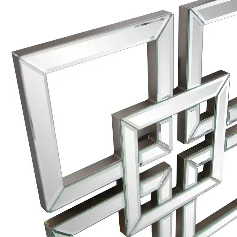 Howard Elliott 16"x16" Layered Mirrored Squares Mirror: Modern Style, MDF & Glass, Wall Mounted