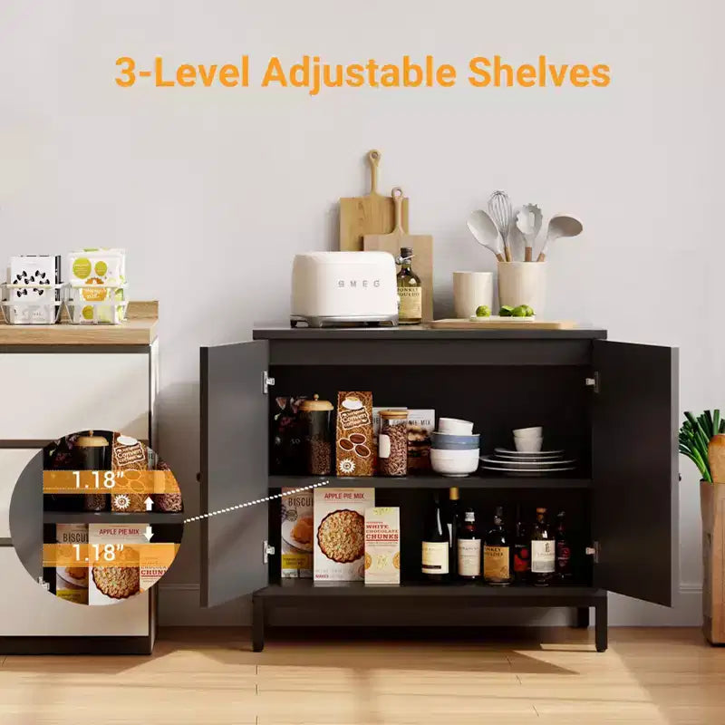 Buffet Cabinet with Storage, Kitchen Storage Cabinet with Rattan Doors,Accent Cabinet,Sideboard Cabinet Cupboard Console Table for Living Room