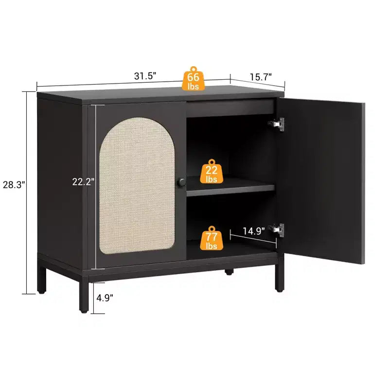 Buffet Cabinet with Storage, Kitchen Storage Cabinet with Rattan Doors,Accent Cabinet,Sideboard Cabinet Cupboard Console Table for Living Room