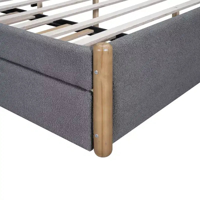 Full/Twin Size Upholstered Platform Bed Frame with Twin Size Trundle Bed