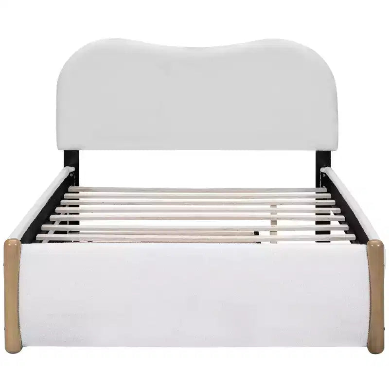 Full/Twin Size Upholstered Platform Bed Frame with Twin Size Trundle Bed