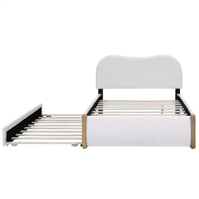 Full/Twin Size Upholstered Platform Bed Frame with Twin Size Trundle Bed
