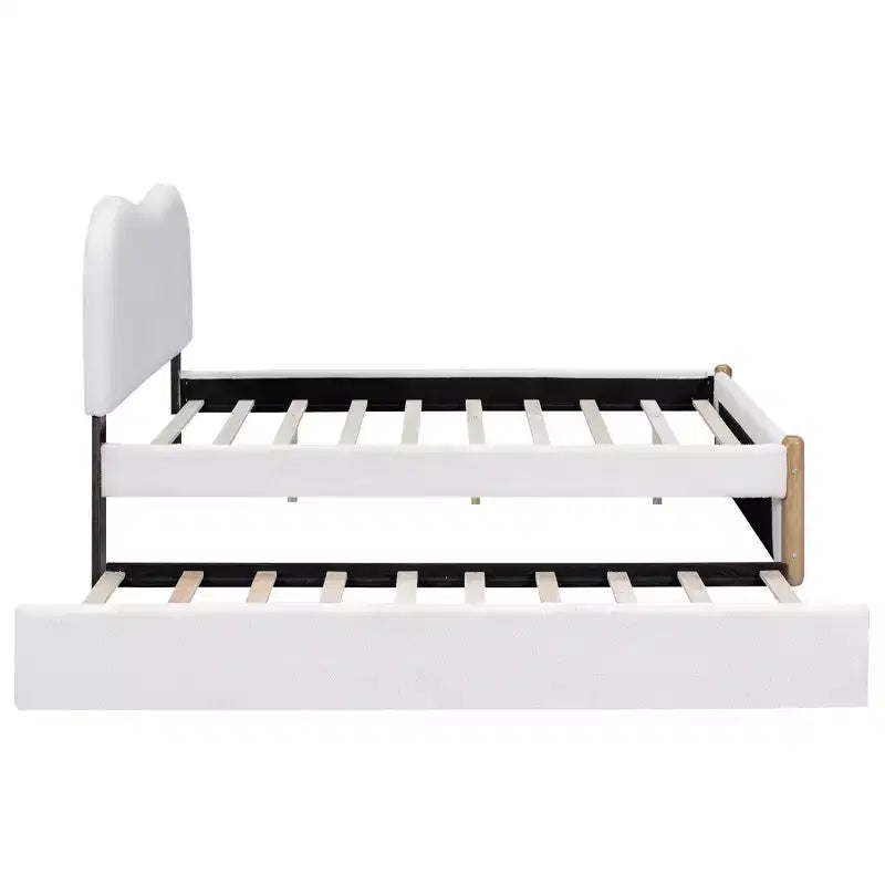 Full/Twin Size Upholstered Platform Bed Frame with Twin Size Trundle Bed