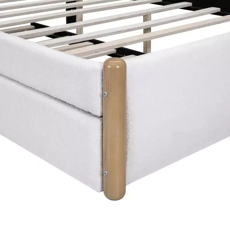 Full/Twin Size Upholstered Platform Bed Frame with Twin Size Trundle Bed