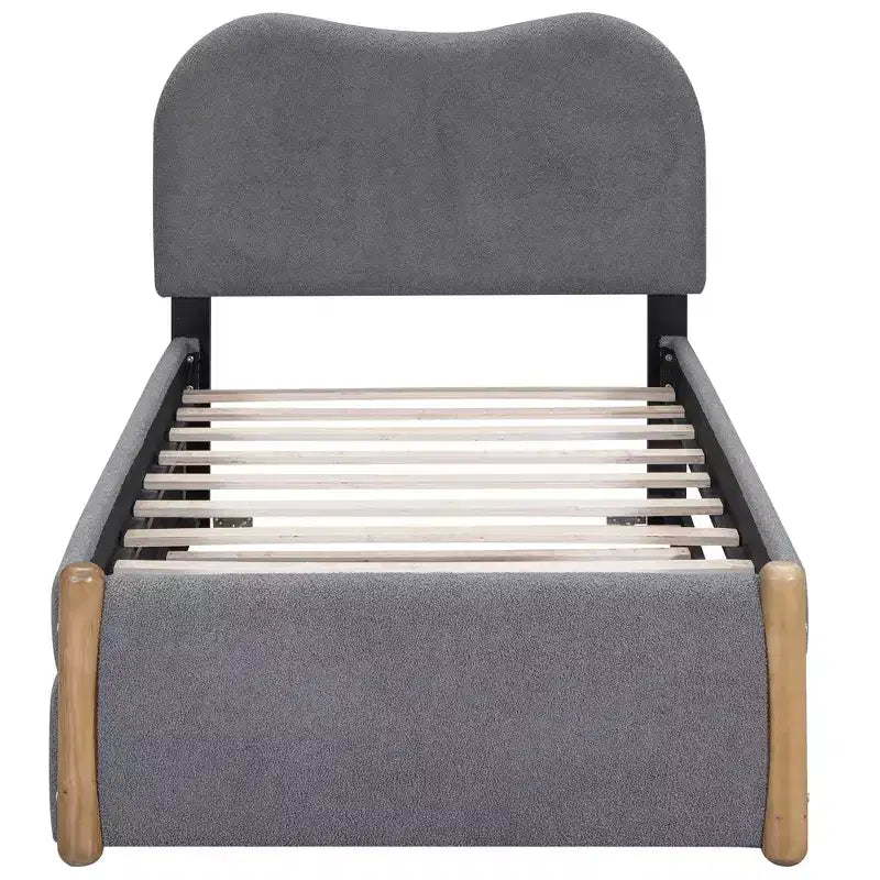 Full/Twin Size Upholstered Platform Bed Frame with Twin Size Trundle Bed