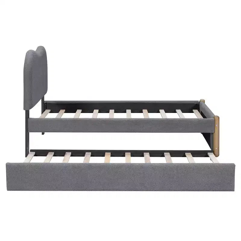 Full/Twin Size Upholstered Platform Bed Frame with Twin Size Trundle Bed