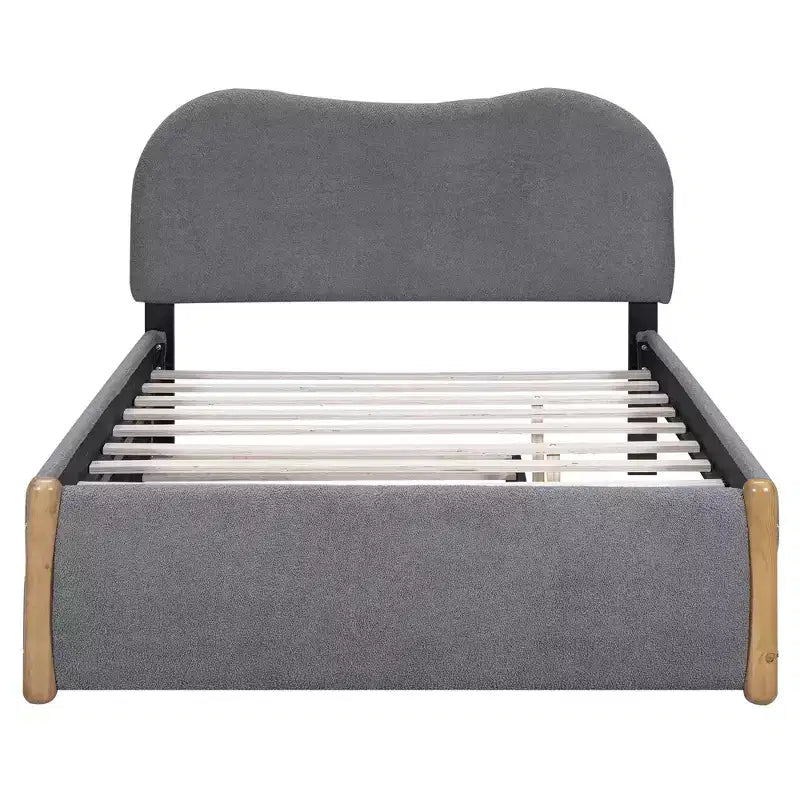 Full/Twin Size Upholstered Platform Bed Frame with Twin Size Trundle Bed