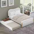 Full/Twin Size Upholstered Platform Bed Frame with Twin Size Trundle Bed
