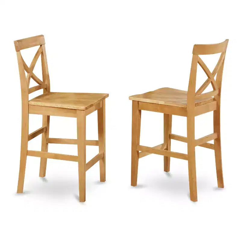 24 in.H Beige Finish Mid Back Wooden Counter Barstool in Rectangle Shape with Non-Upholstered Unupholstered