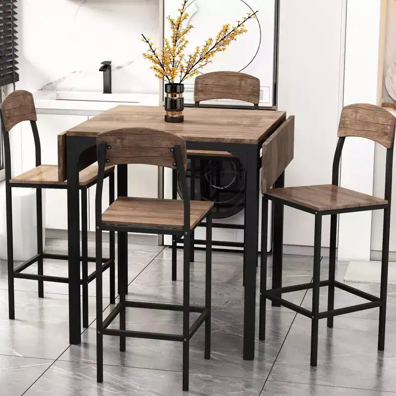 Whisen Farmhouse 5-piece Counter Height Drop Leaf Dining Table Set with Dining Chairs