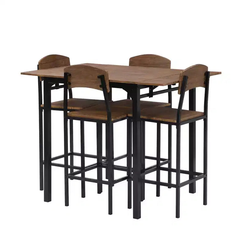 Farmhouse 5-piece Counter Height Drop Leaf Dining Table Set with Dining Chairs
