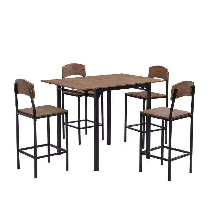 Farmhouse 5-piece Counter Height Drop Leaf Dining Table Set with Dining Chairs