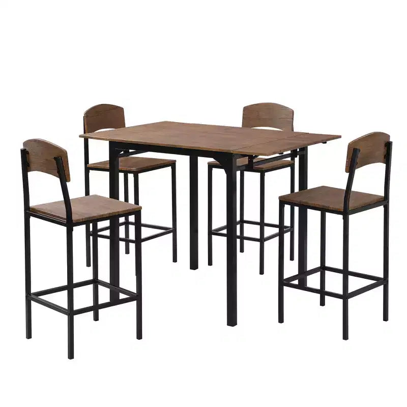 Farmhouse 5-piece Counter Height Drop Leaf Dining Table Set with Dining Chairs