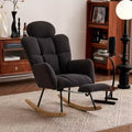 Teddy Fabric Upholstered Rocking Glider Chair, Mid Century Modern Accent Arm Chair with High Backrest and Pillows - ModernLuxe