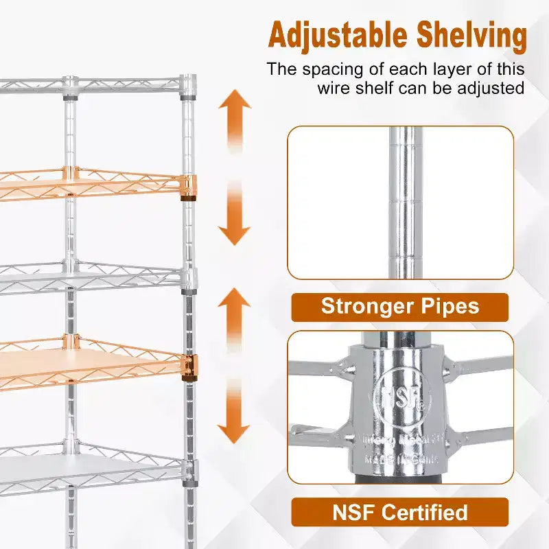 4-Tier Shelving Storage Shelves Garage Shelving Adjustable Shelf Total Bearing Capacity Multi-Functional Use for Home Office