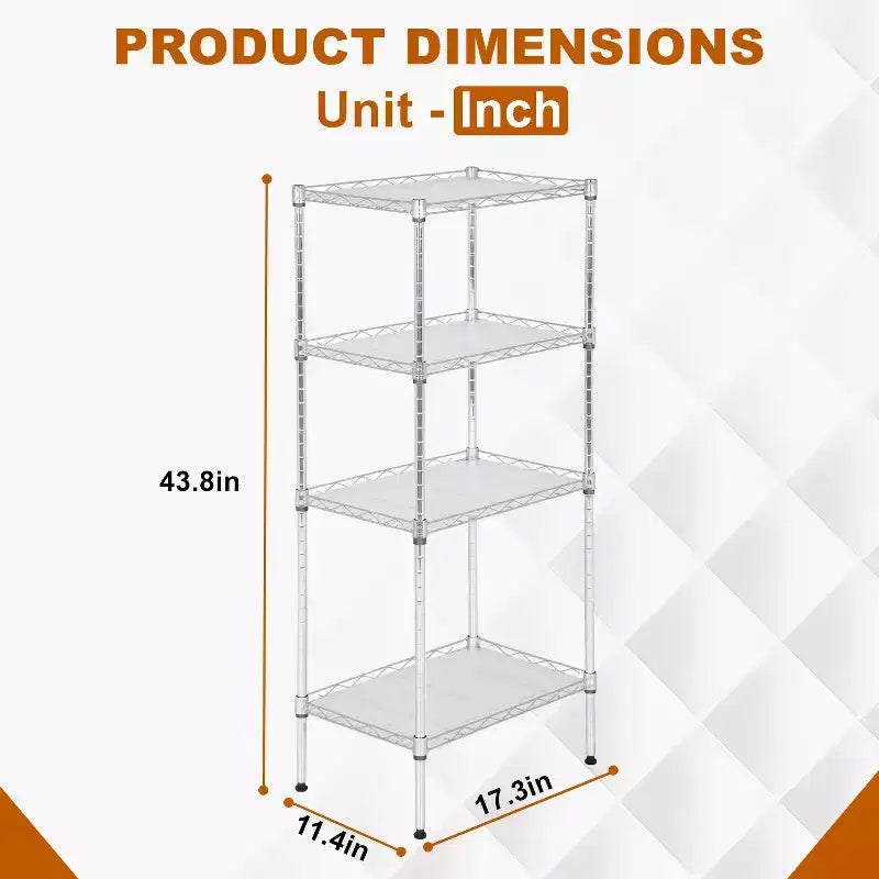 4-Tier Shelving Storage Shelves Garage Shelving Adjustable Shelf Total Bearing Capacity Multi-Functional Use for Home Office