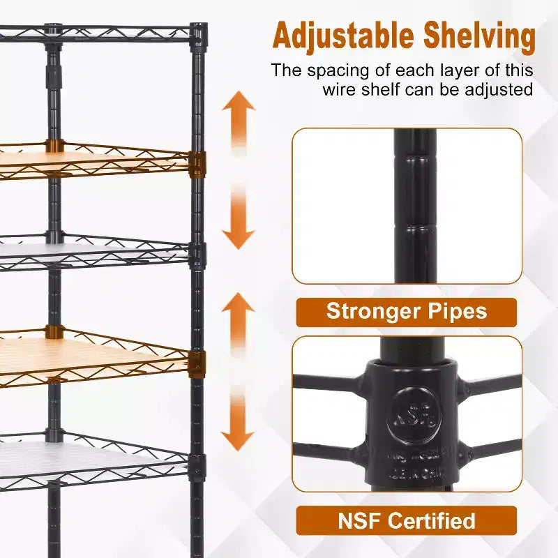 4-Tier Shelving Storage Shelves Garage Shelving Adjustable Shelf Total Bearing Capacity Multi-Functional Use for Home Office