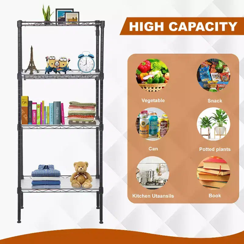 4-Tier Shelving Storage Shelves Garage Shelving Adjustable Shelf Total Bearing Capacity Multi-Functional Use for Home Office
