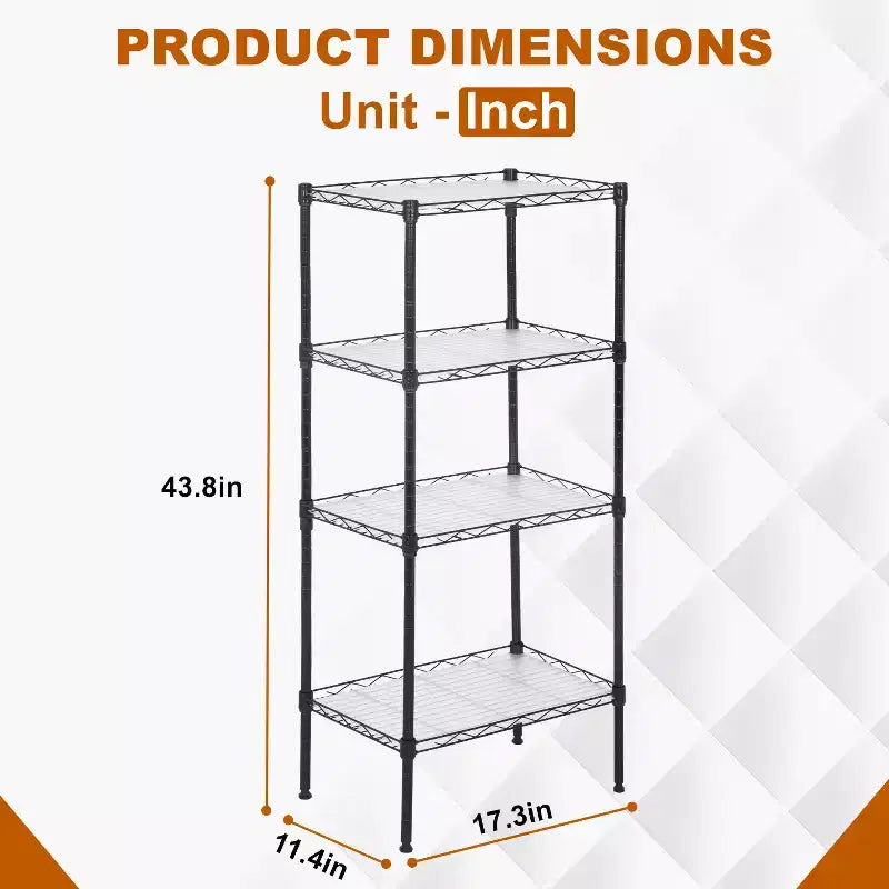 4-Tier Shelving Storage Shelves Garage Shelving Adjustable Shelf Total Bearing Capacity Multi-Functional Use for Home Office