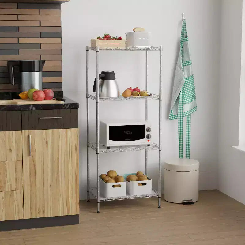 4-Tier Shelving Storage Shelves Garage Shelving Adjustable Shelf Total Bearing Capacity Multi-Functional Use for Home Office