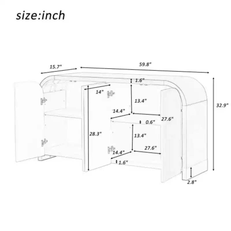 U-Style Four-Door Cabinet Sideboard with Ash Veneer: Exceptional Features for Hallways, Entryways, and Living Rooms