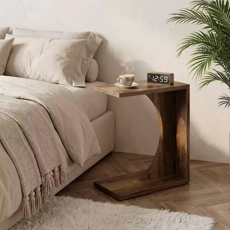 MAYEERTY C-Shaped End Table, Sofa Side Couch Table for Living Room Bedroom