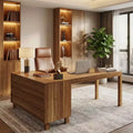 MAYEERTY 59-Inch L-Shaped Executive Desk, Home Office Computer Desk with Storage Cabinet