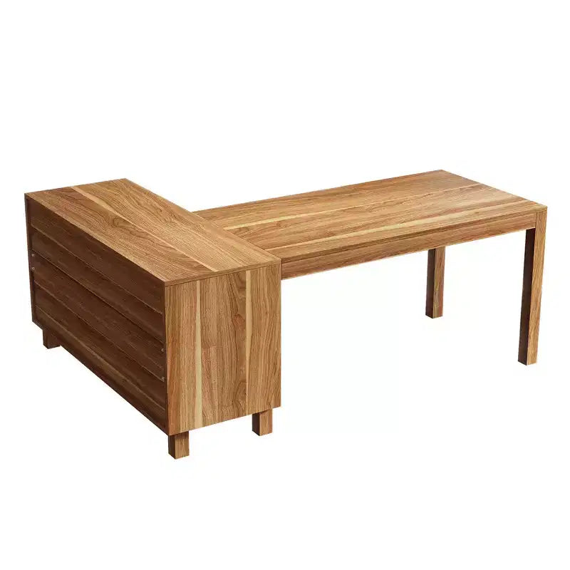 59-Inch L-Shaped Executive Desk, Home Office Computer Desk with Storage Cabinet