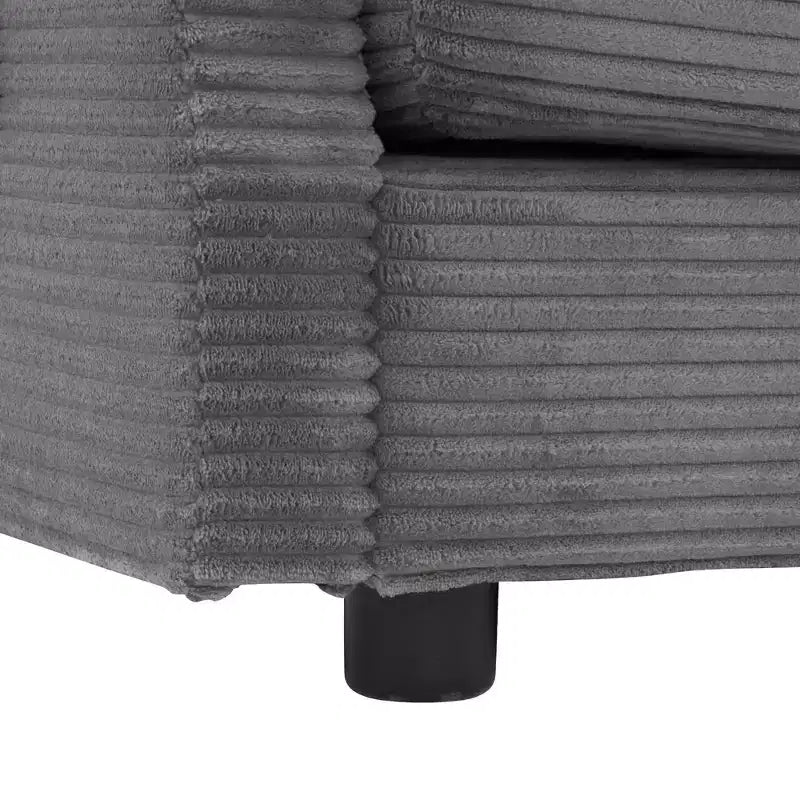 141.6 Modern Modular Sofa Upholsteres Corduroy with Four Pillows for Living Room Gray