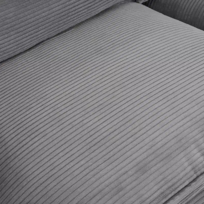 141.6 Modern Modular Sofa Upholsteres Corduroy with Four Pillows for Living Room Gray