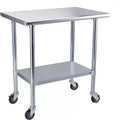 Stainless Steel Work Table, 36x24 Inch/30x18 Inch Food Prep Worktable with 4 Wheels for Commercial Kitchen Restaurant