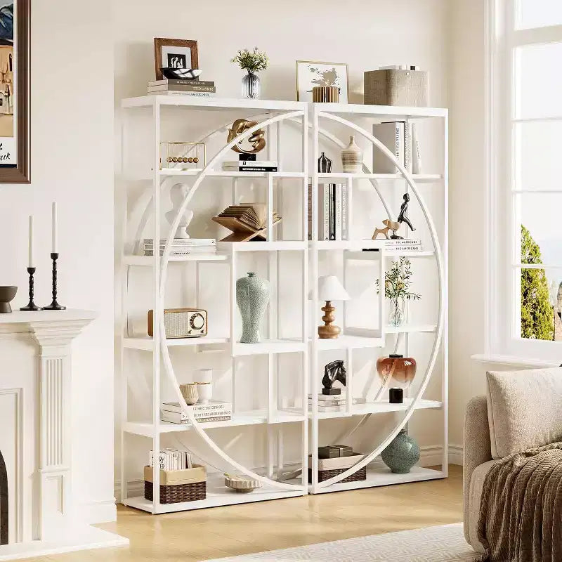 70.8-Inch Book Shelf, Industrial Metal Bookcase, 6-Tier Tall Bookshelves, White Display Shelves Storage Organizer for Living Room Office