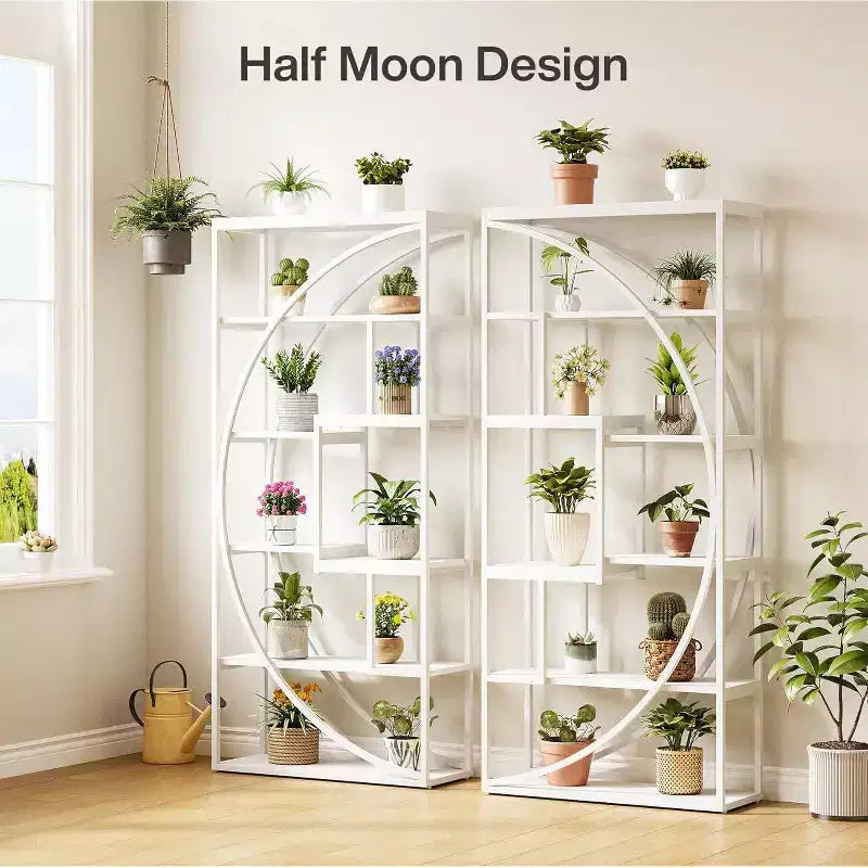 70.8-Inch Book Shelf, Industrial Metal Bookcase, 6-Tier Tall Bookshelves, White Display Shelves Storage Organizer for Living Room Office