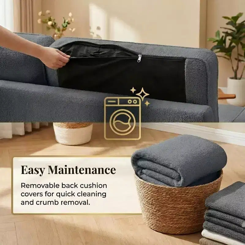 81 Sleeper Sofa Bed, 2 in 1 Pull Out Couch, L-Shaped Sectional Sofa with Reversible Storage Chaise, Side Pockets