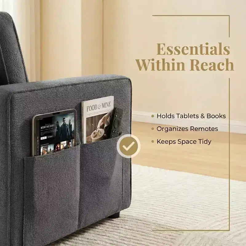 81 Sleeper Sofa Bed, 2 in 1 Pull Out Couch, L-Shaped Sectional Sofa with Reversible Storage Chaise, Side Pockets