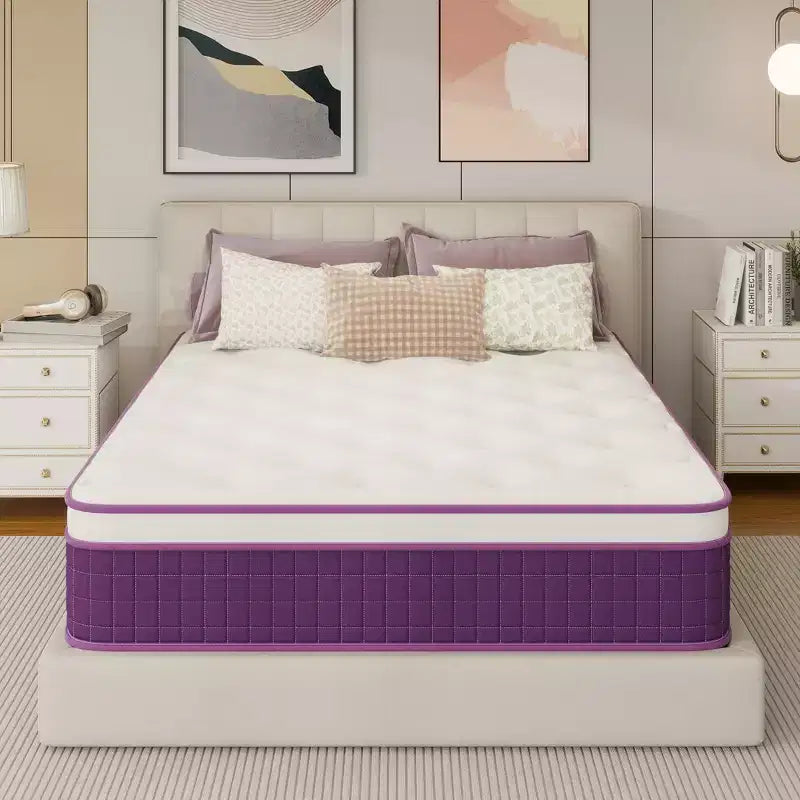 Sailvan Hybrid Mattress 12 inch, Purple Mattress in a Box, Medium Firm Mattress, Pressure Relief, CertiPUR-US