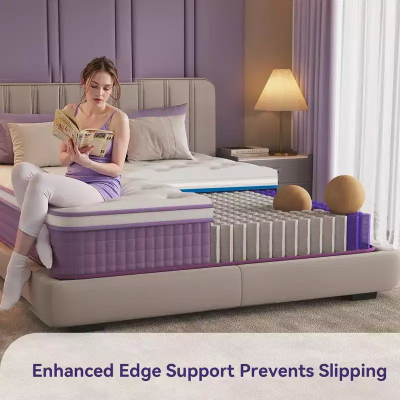 Hybrid Mattress 12 inch, Purple Mattress in a Box, Medium Firm Mattress, Pressure Relief, CertiPUR-US