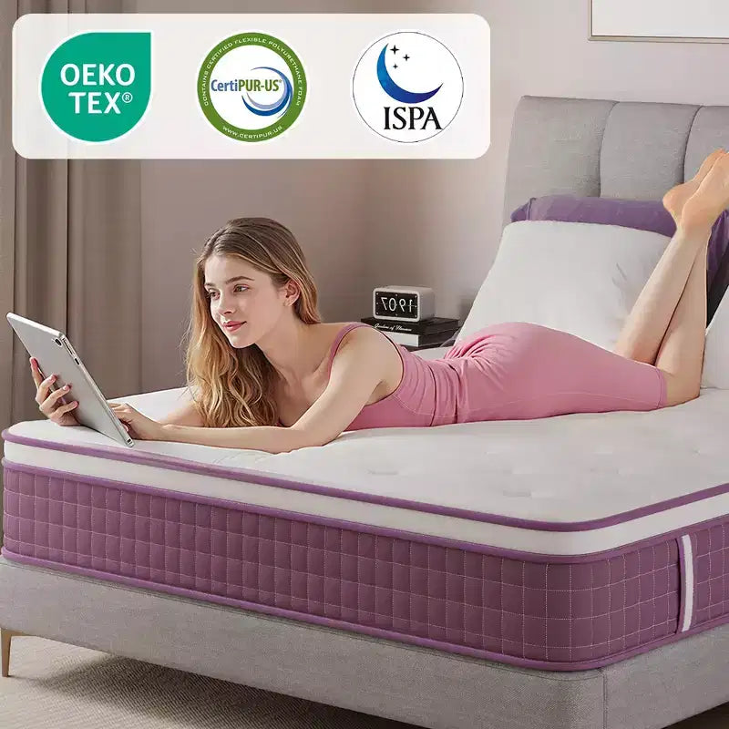 Hybrid Mattress 12 inch, Purple Mattress in a Box, Medium Firm Mattress, Pressure Relief, CertiPUR-US