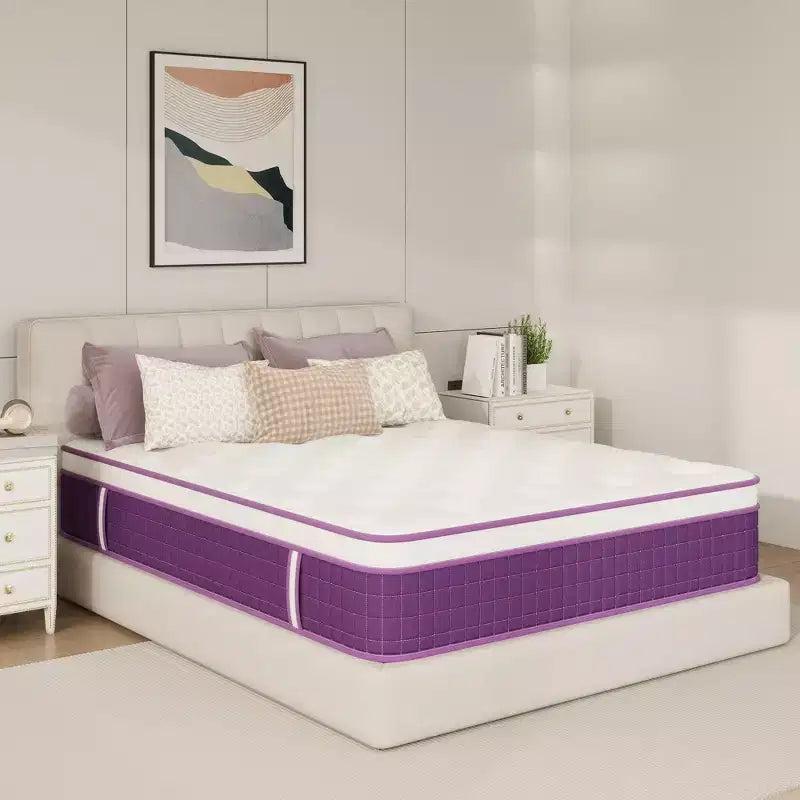 Hybrid Mattress 12 inch, Purple Mattress in a Box, Medium Firm Mattress, Pressure Relief, CertiPUR-US