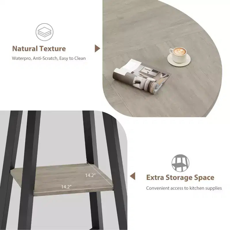47 Inch Round Dining Table for 4-6, Industrial Kitchen Table with Storage Shelf, Space Saving for Dining Room/Kitchen