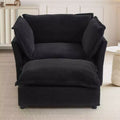 MAYEERTY Modern Armchair Sofa 47 Upholstered Sofa with Movable Ottoman Wide Seat Soft Pillows for Living Room Black
