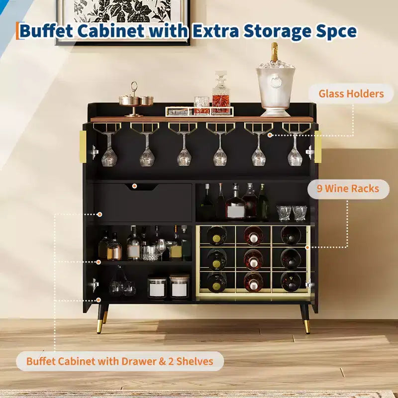 Independent Wine Rack Side Cabinet with StorageIdeal for Dining Room, Living Room & Kitchen