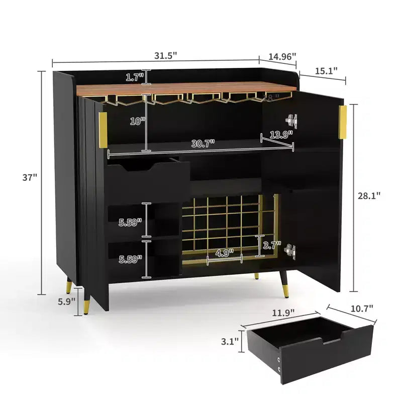 Independent Wine Rack Side Cabinet with StorageIdeal for Dining Room, Living Room & Kitchen
