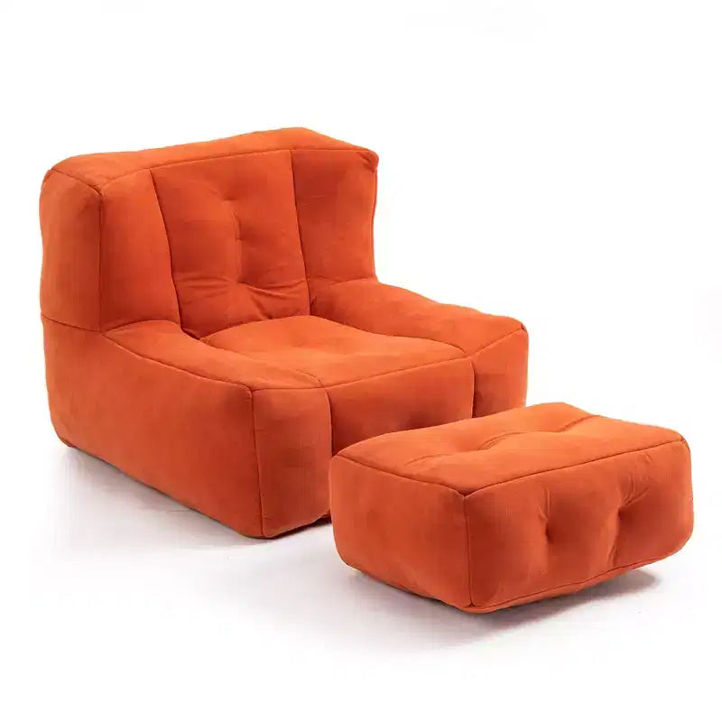 Fluffy Bean Bag Chair for Adults, Super Soft Memory Foam Sofa with Ottoman, Comfortable Indoor Modern Bean Bag for Living Room or Bedroom