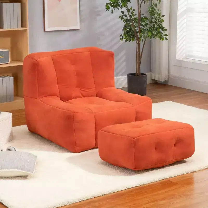 Fluffy Bean Bag Chair for Adults, Super Soft Memory Foam Sofa with Ottoman, Comfortable Indoor Modern Bean Bag for Living Room or Bedroom