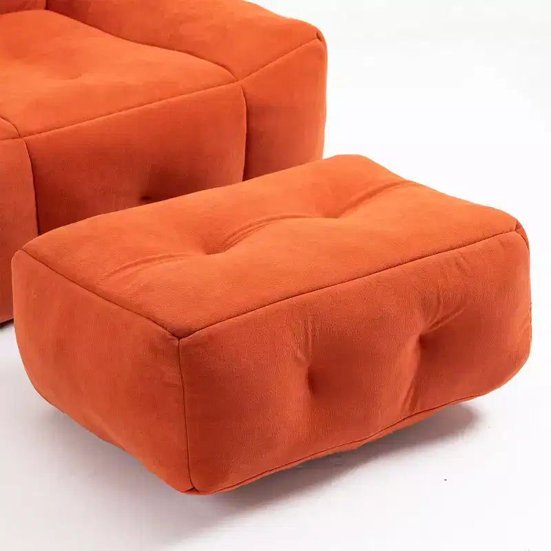 Fluffy Bean Bag Chair for Adults, Super Soft Memory Foam Sofa with Ottoman, Comfortable Indoor Modern Bean Bag for Living Room or Bedroom