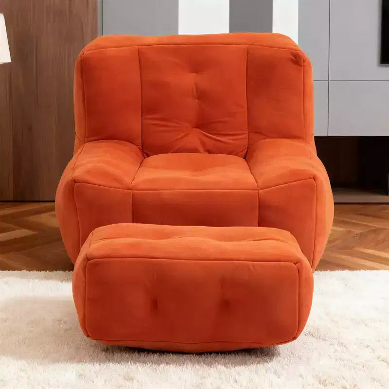Fluffy Bean Bag Chair for Adults, Super Soft Memory Foam Sofa with Ottoman, Comfortable Indoor Modern Bean Bag for Living Room or Bedroom