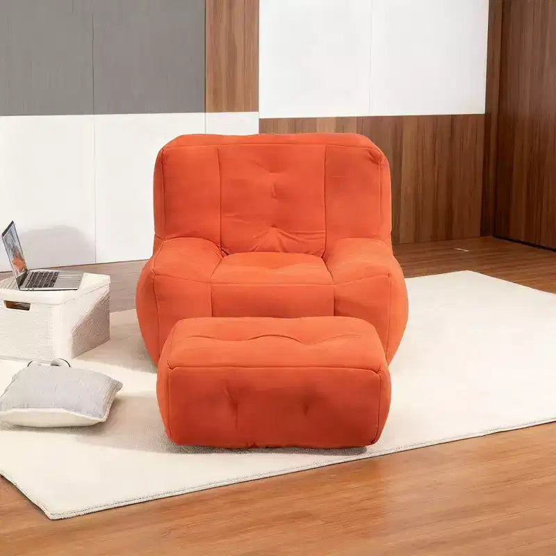 Fluffy Bean Bag Chair for Adults, Super Soft Memory Foam Sofa with Ottoman, Comfortable Indoor Modern Bean Bag for Living Room or Bedroom