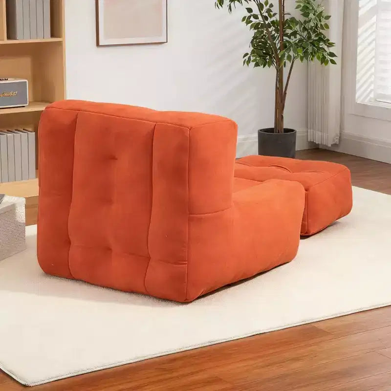 Fluffy Bean Bag Chair for Adults, Super Soft Memory Foam Sofa with Ottoman, Comfortable Indoor Modern Bean Bag for Living Room or Bedroom